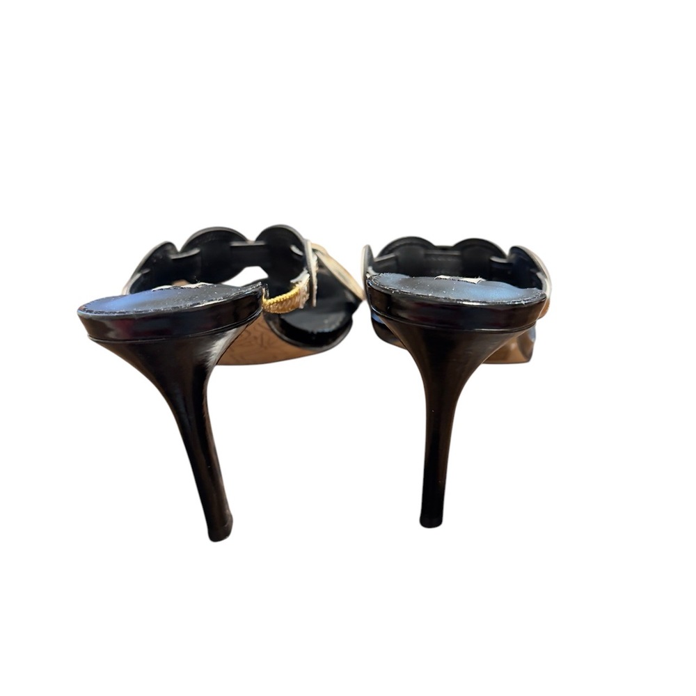 NWT Karl Lagerfeld Paris Black Gold Chain Open Toe Stiletto Heels Size 9.5B - Picture 5 of 8
